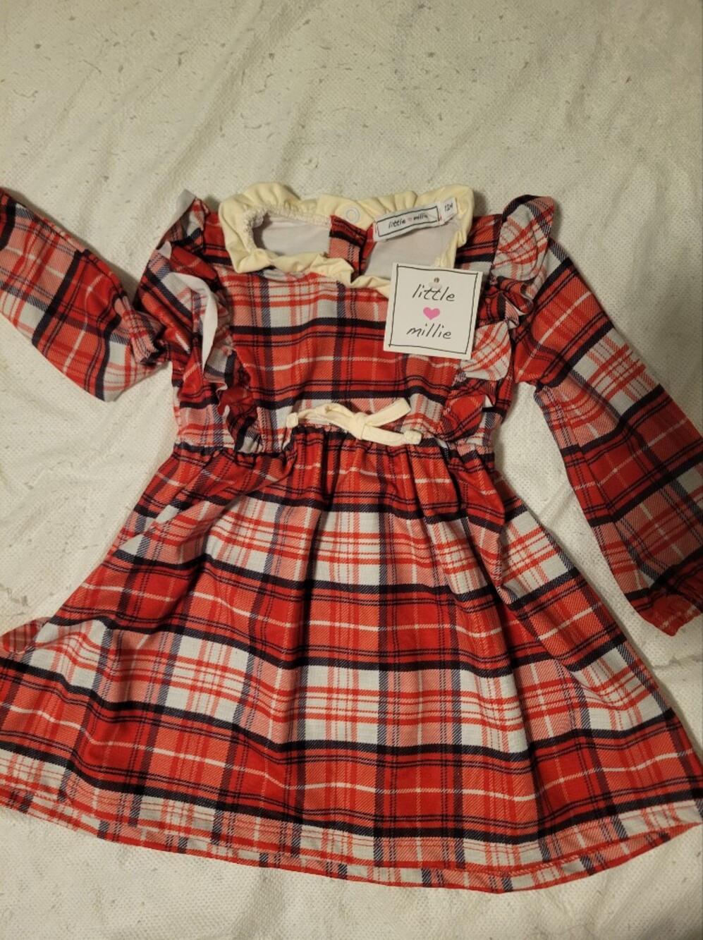 NWT Red Plaid Ruffle-Trim 12M Dress